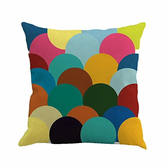 Geometrical Prnting Check Design Pillow with Linen Fabric